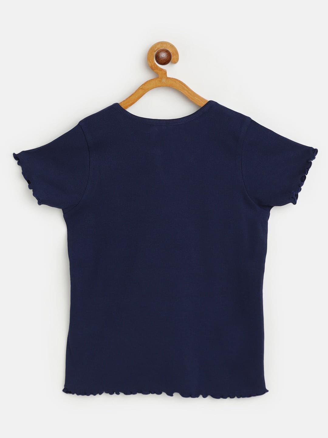 Girl's Navy Rib V-Neck Top - LYUSH KIDS