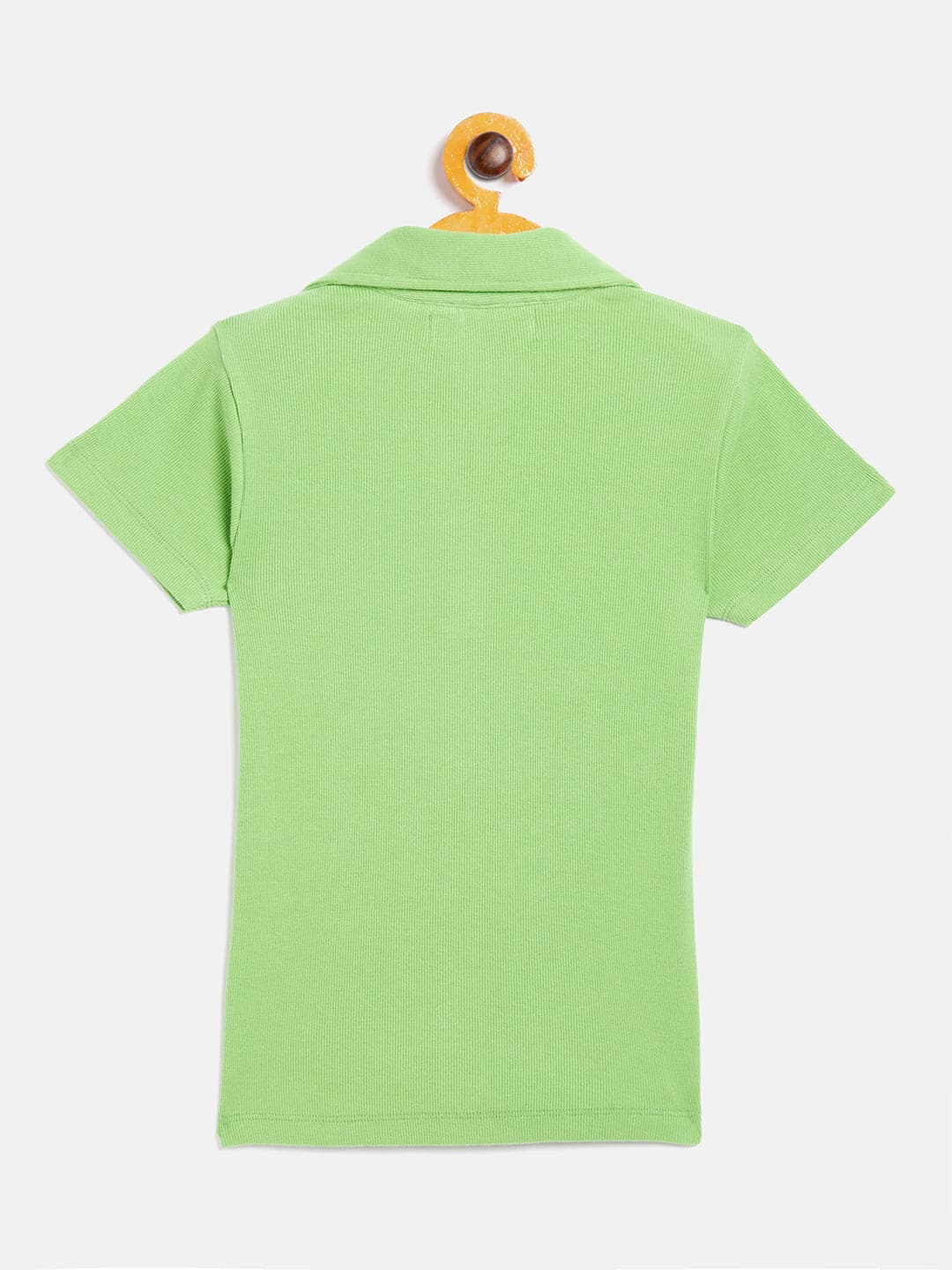 Girl's Green Polo Neck Rib Top - LYUSH KIDS