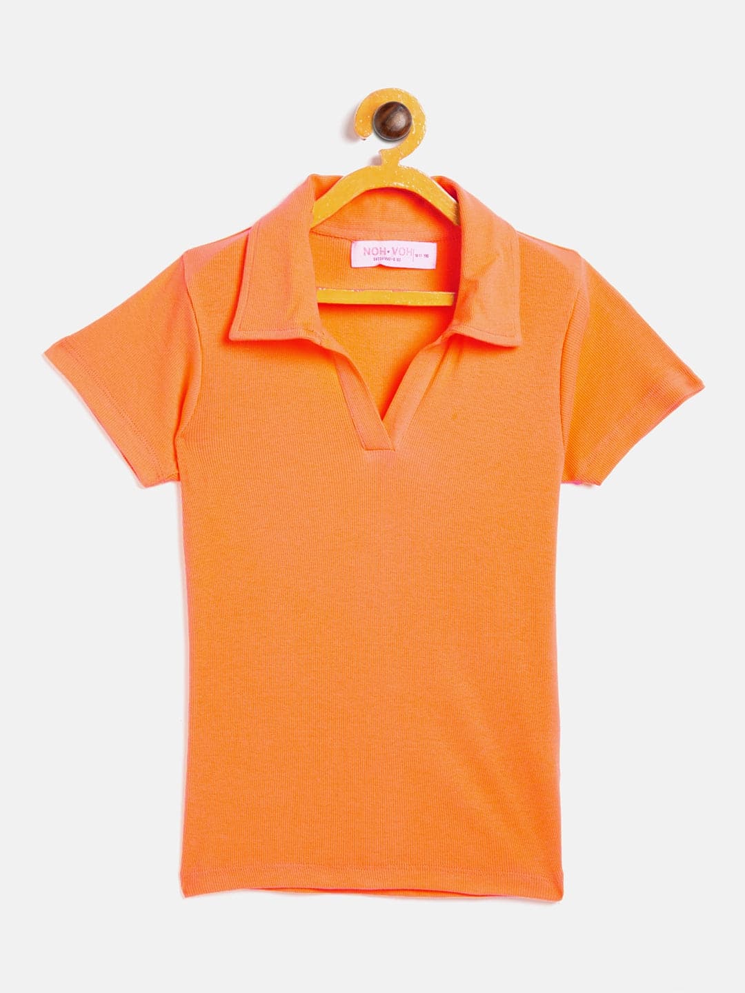 Girl's Orange Polo Neck Rib Top - LYUSH KIDS