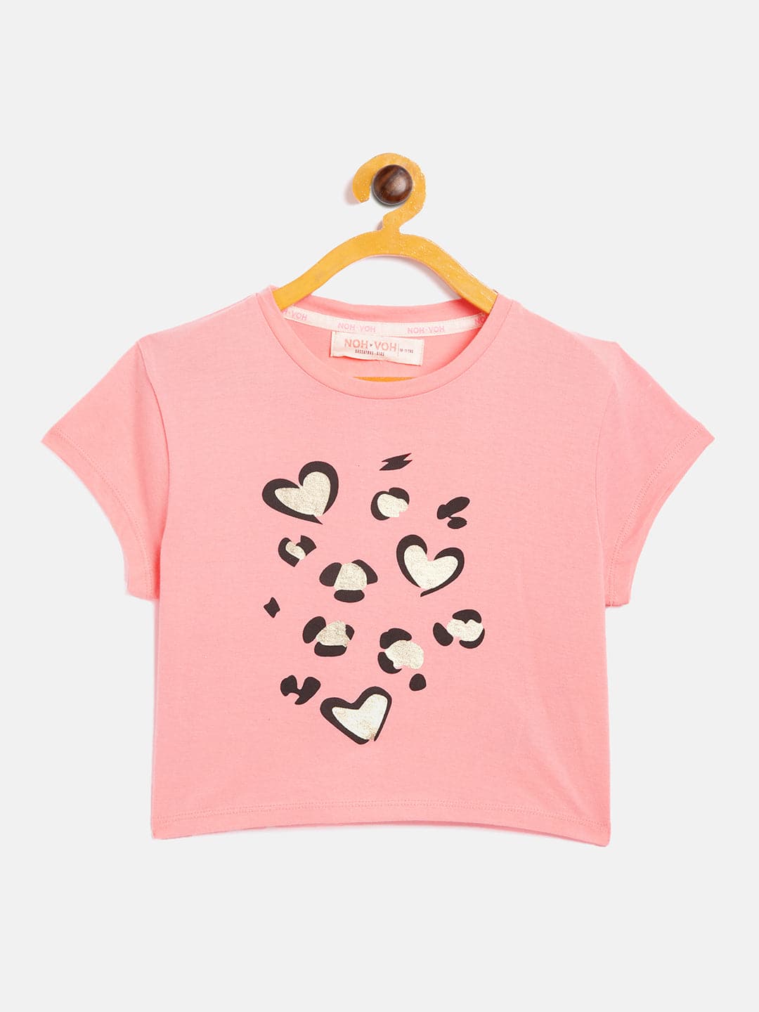 Girl's Pink Animal Print Crop T-Shirt - LYUSH KIDS