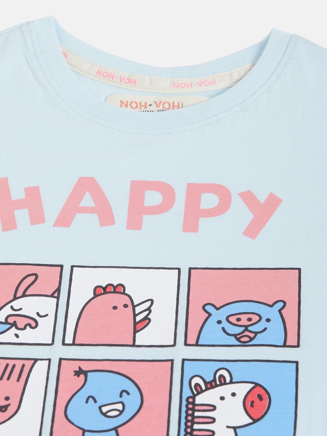 Girl's Blue Happy Print Sleeveless T-Shirt - LYUSH KIDS