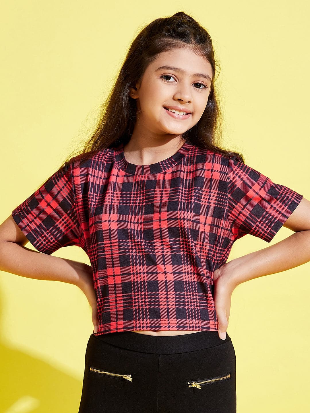 Y's HAND PAINTED PLAID PRINT CROPPED T 黒 il_1080xN.3928004953_df6c.jpg
