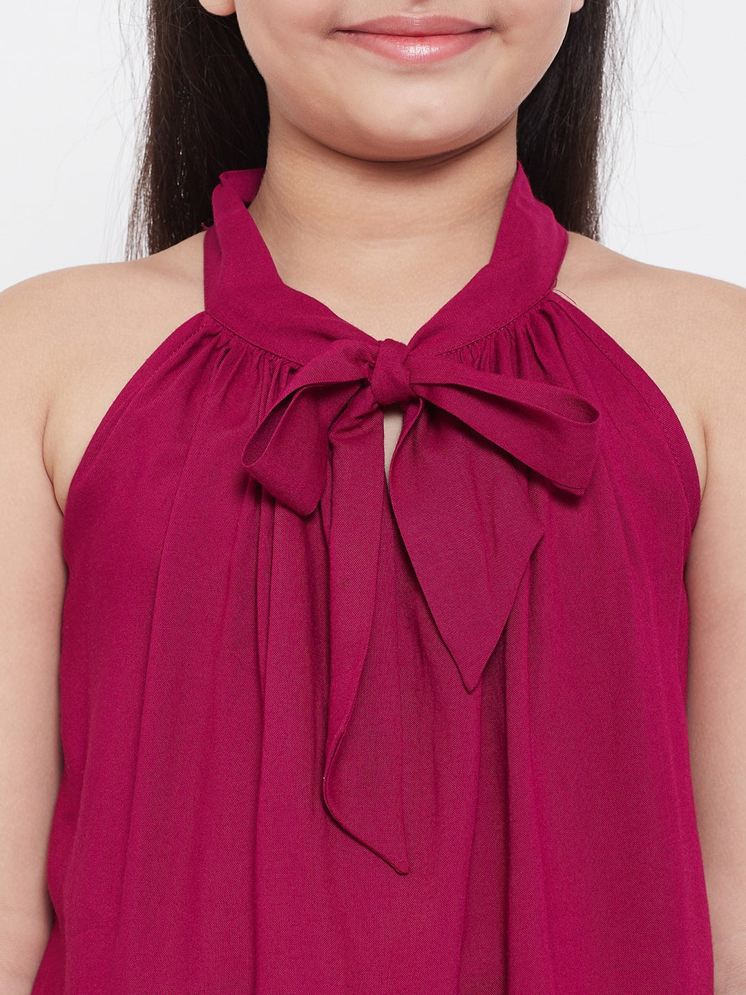 Girl's Solid Top with Shorts Maroon - StyloBug KIDS