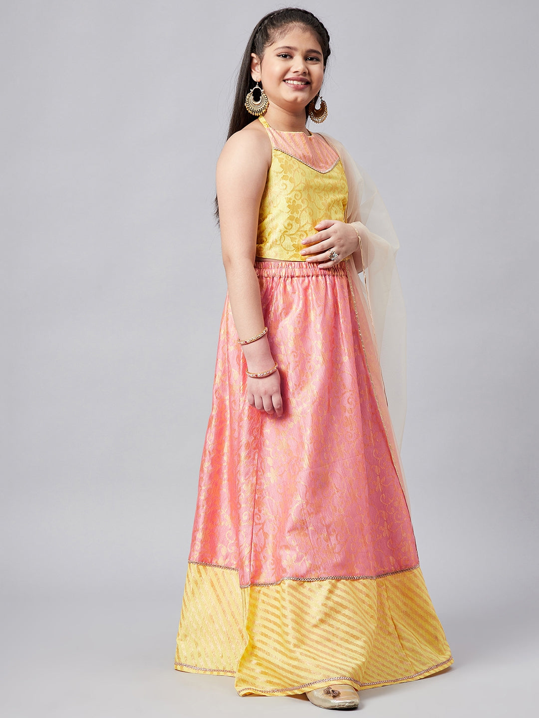 Girl's Printed Lehenga Pink - StyloBug KIDS