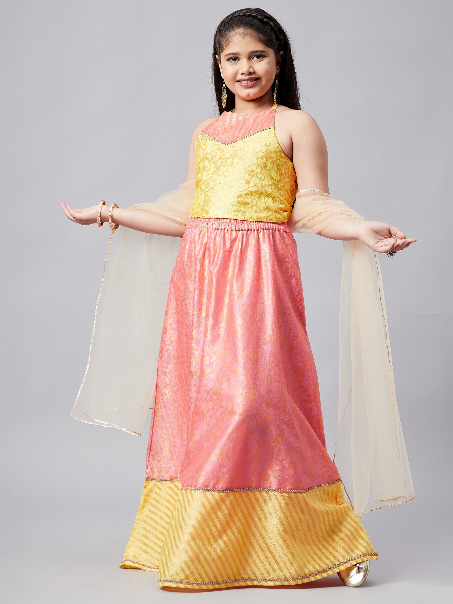 Girl's Printed Lehenga Pink - StyloBug KIDS