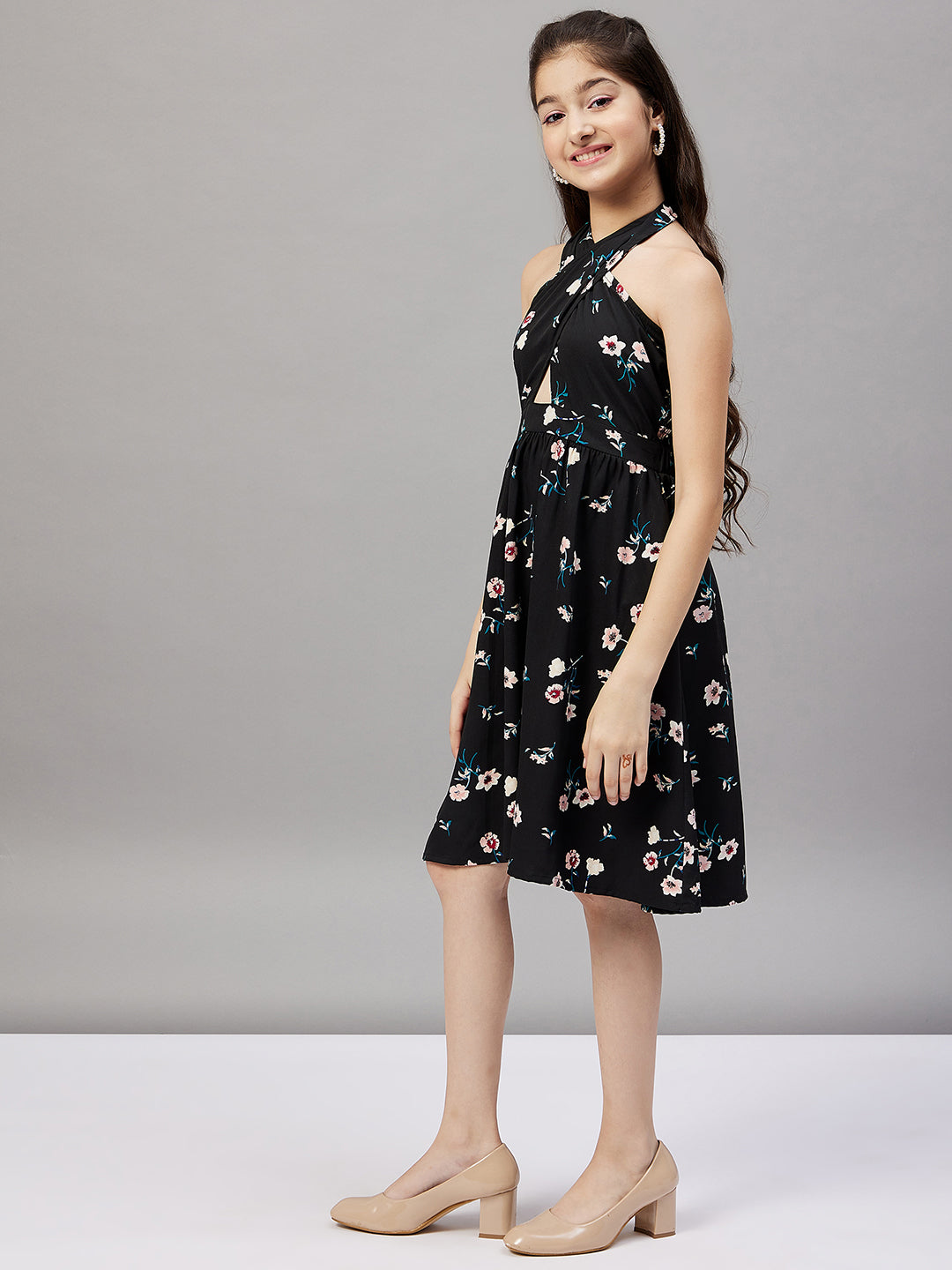 Girl's Printed Dress Black - StyloBug KIDS