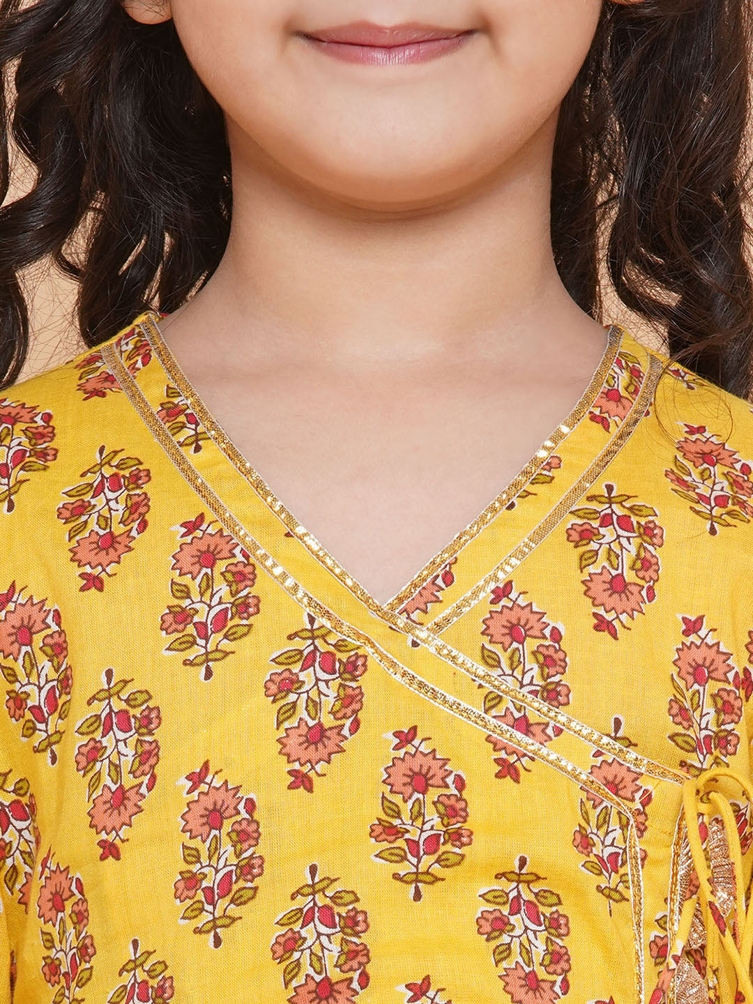 Girl's Yellow Printed Kurta With Trousers  - Bitiya By Bhama