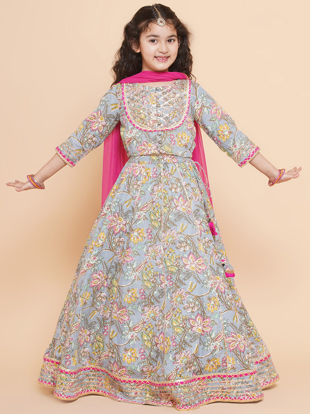 Girls Printed Ready To Wear Lehenga & Blouse With Dupatta - Bitiya By Bhama