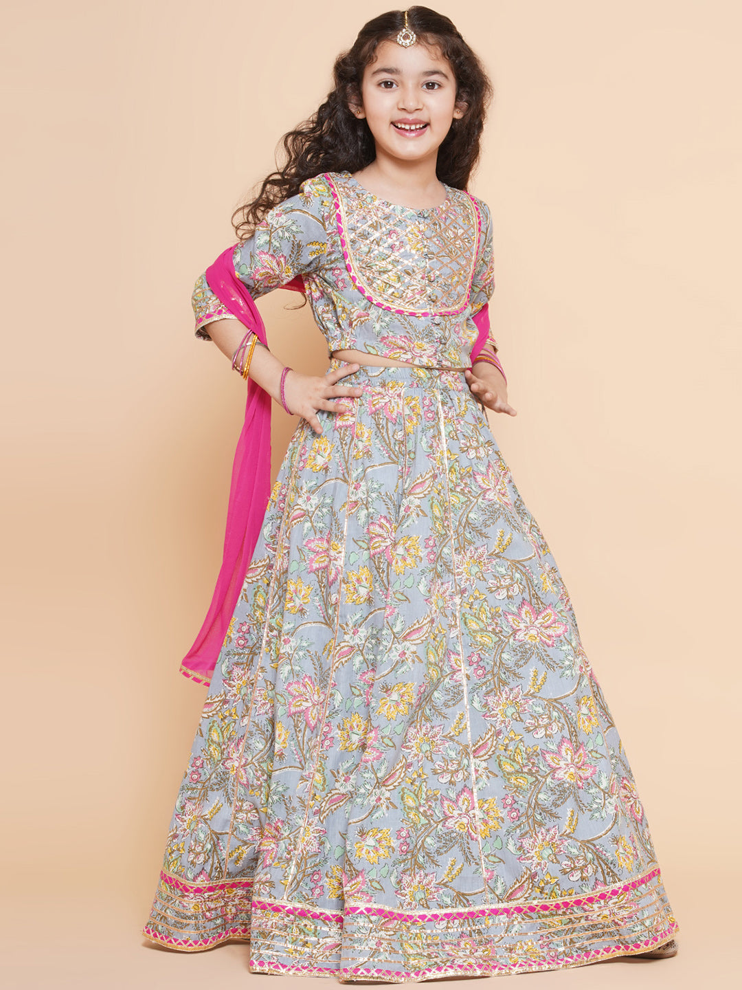 Girls Printed Ready To Wear Lehenga & Blouse With Dupatta - Bitiya By Bhama