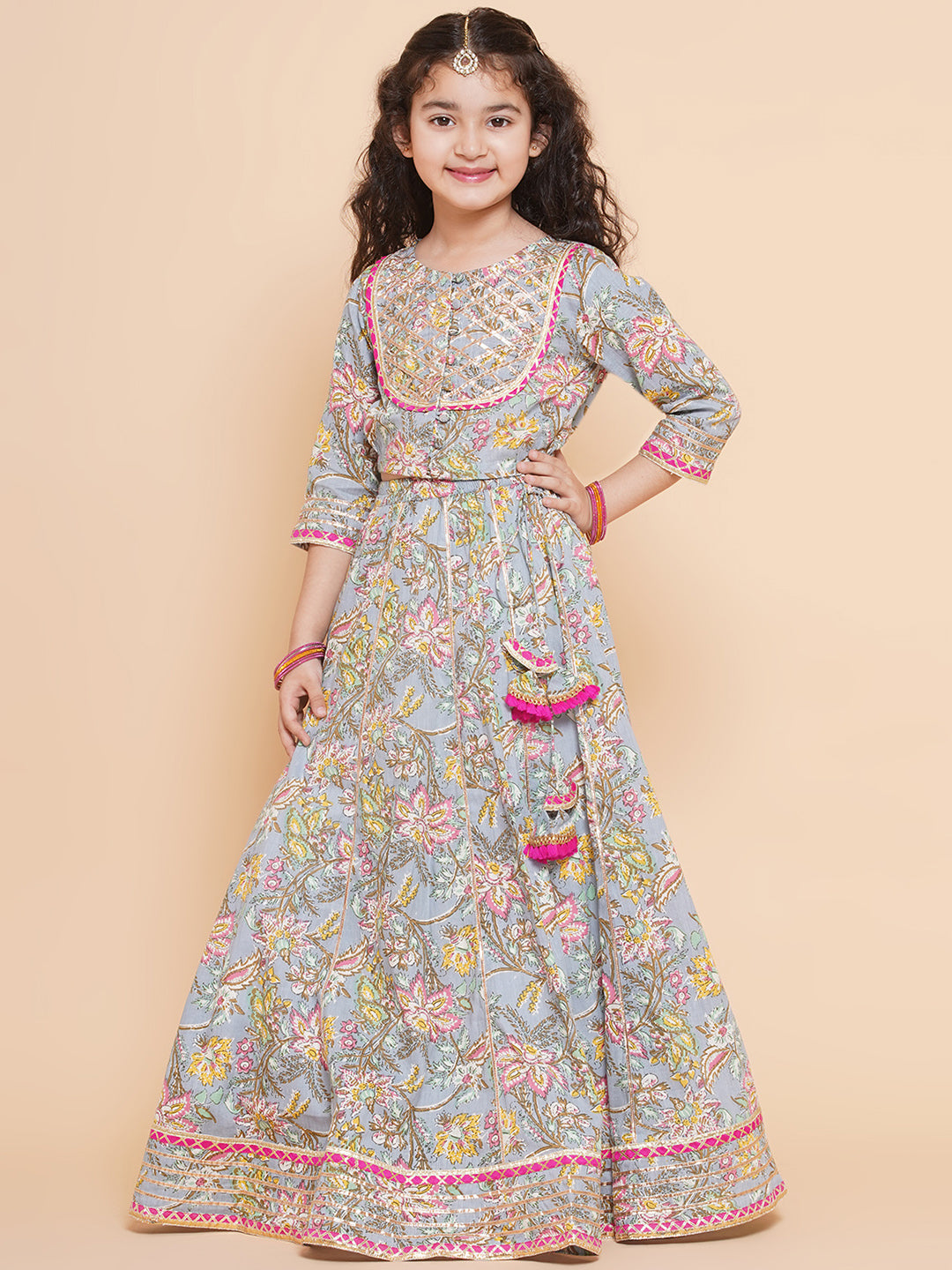 Girls Printed Ready To Wear Lehenga & Blouse With Dupatta - Bitiya By Bhama