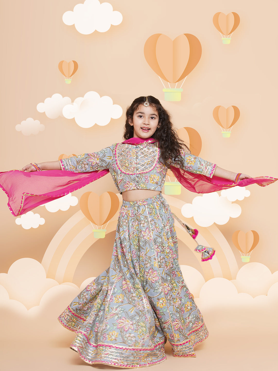 Girls Printed Ready To Wear Lehenga & Blouse With Dupatta - Bitiya By Bhama