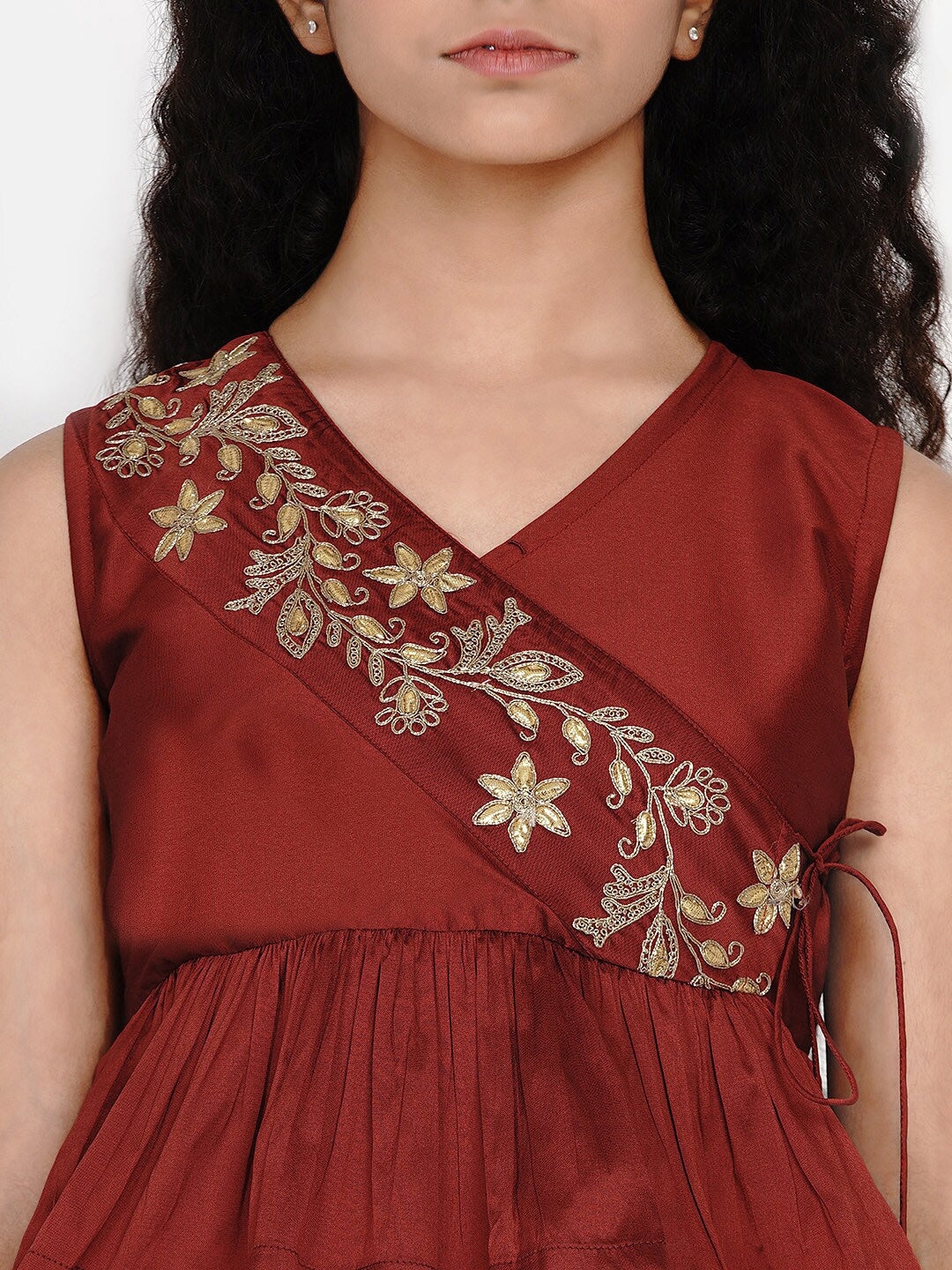Girl's White & Red Printed Ready To Wear Lehenga & Ready To Wear Choli - NOZ2TOZ KIDS